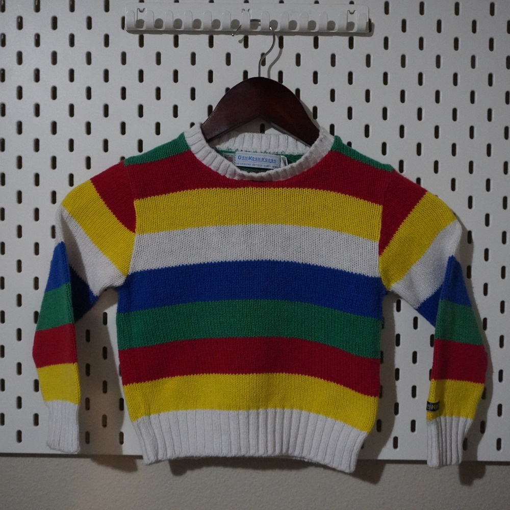 OshKosh BGosh Striped Knit‎ Sweater Colorful Vintage Crewneck Size 4 USA Made